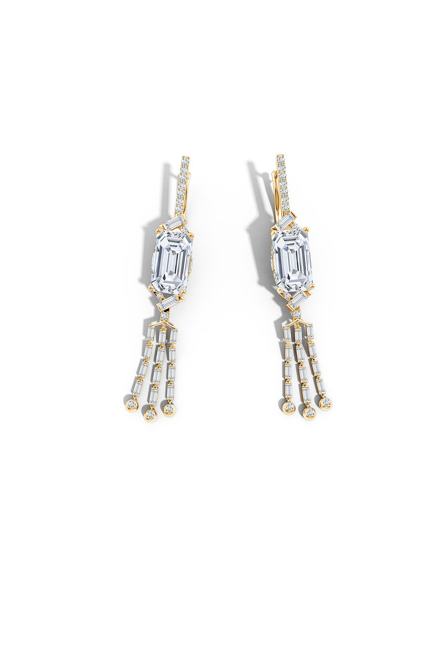 Buy Orient Express Lab-Grown 14K Gold Emerald Cut & Baguette Diamond Tassel Drop Earrings in 14K Yellow Gold Online 14K Yellow Gold