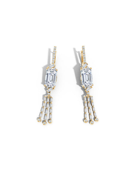 Buy Orient Express Lab-Grown 14K Gold Emerald Cut & Baguette Diamond Tassel Drop Earrings in 14K Yellow Gold Online 14K Yellow Gold