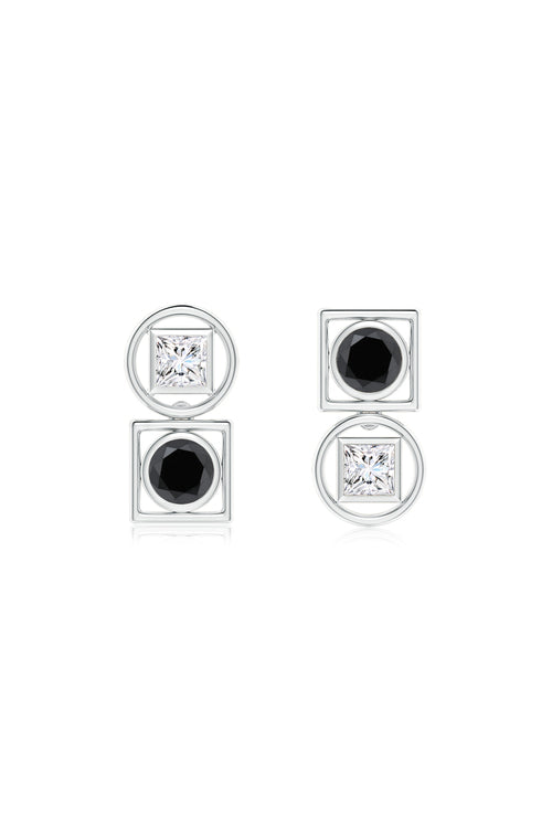 Buy Infinity 14K Gold with Black & White Diamond Two Stone Studs in 14K White Gold Online 14K White Gold