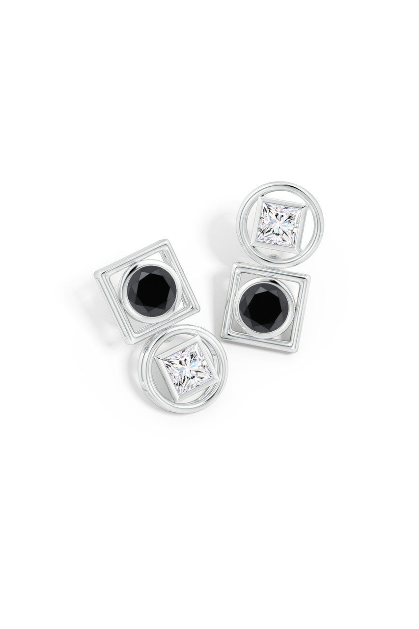 Buy Infinity 14K Gold with Black & White Diamond Two Stone Studs in 14K White Gold Online 14K White Gold