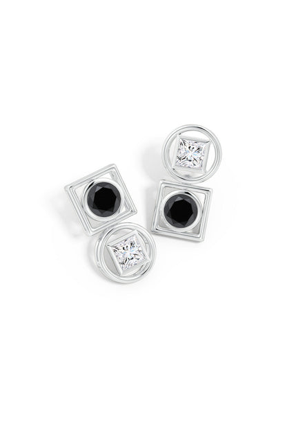 Buy Infinity 14K Gold with Black & White Diamond Two Stone Studs in 14K White Gold Online 14K White Gold