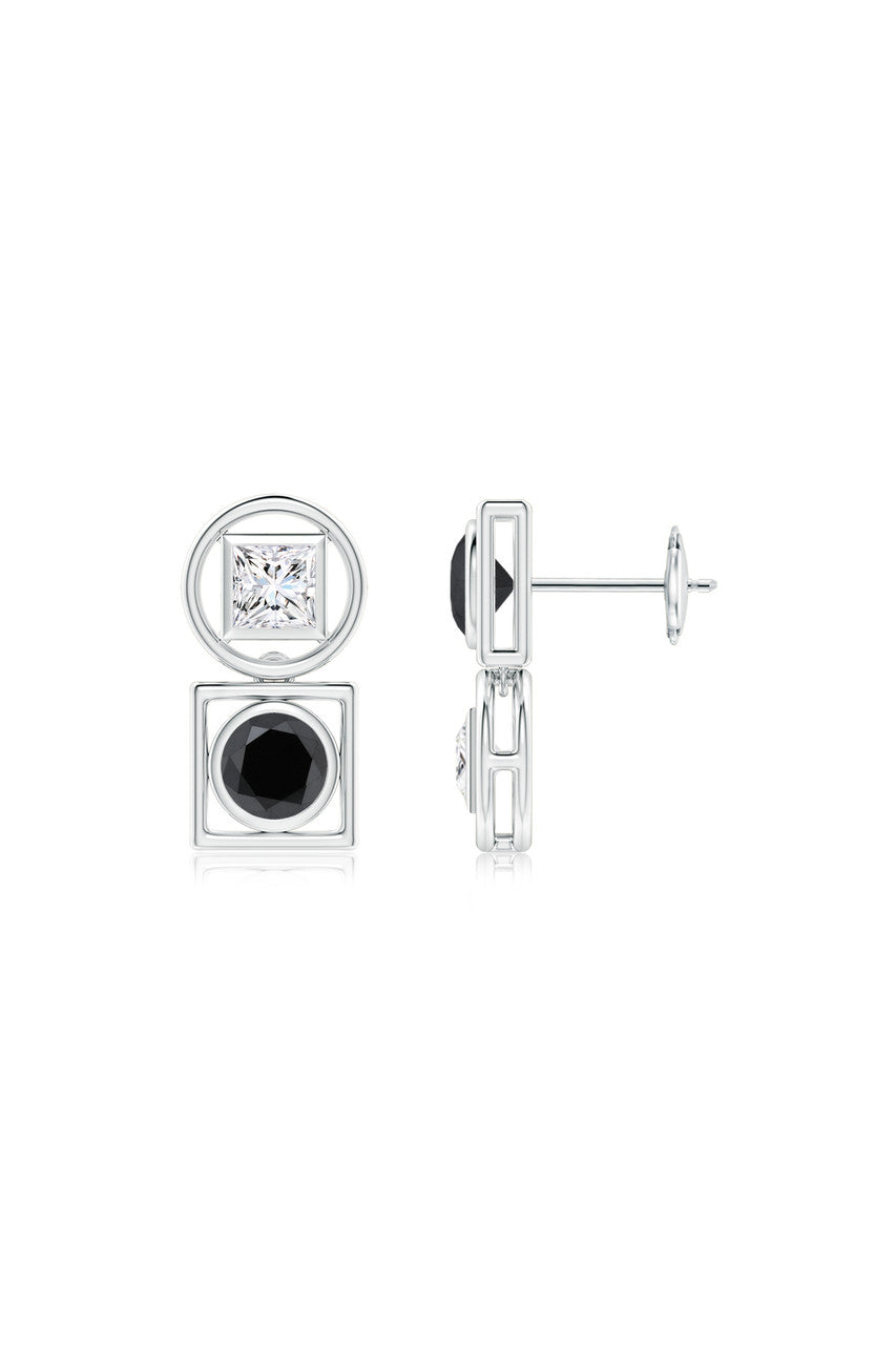 Buy Infinity 14K Gold with Black & White Diamond Two Stone Studs in 14K White Gold Online 14K White Gold