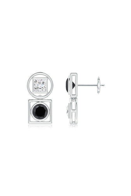 Buy Infinity 14K Gold with Black & White Diamond Two Stone Studs in 14K White Gold Online 14K White Gold