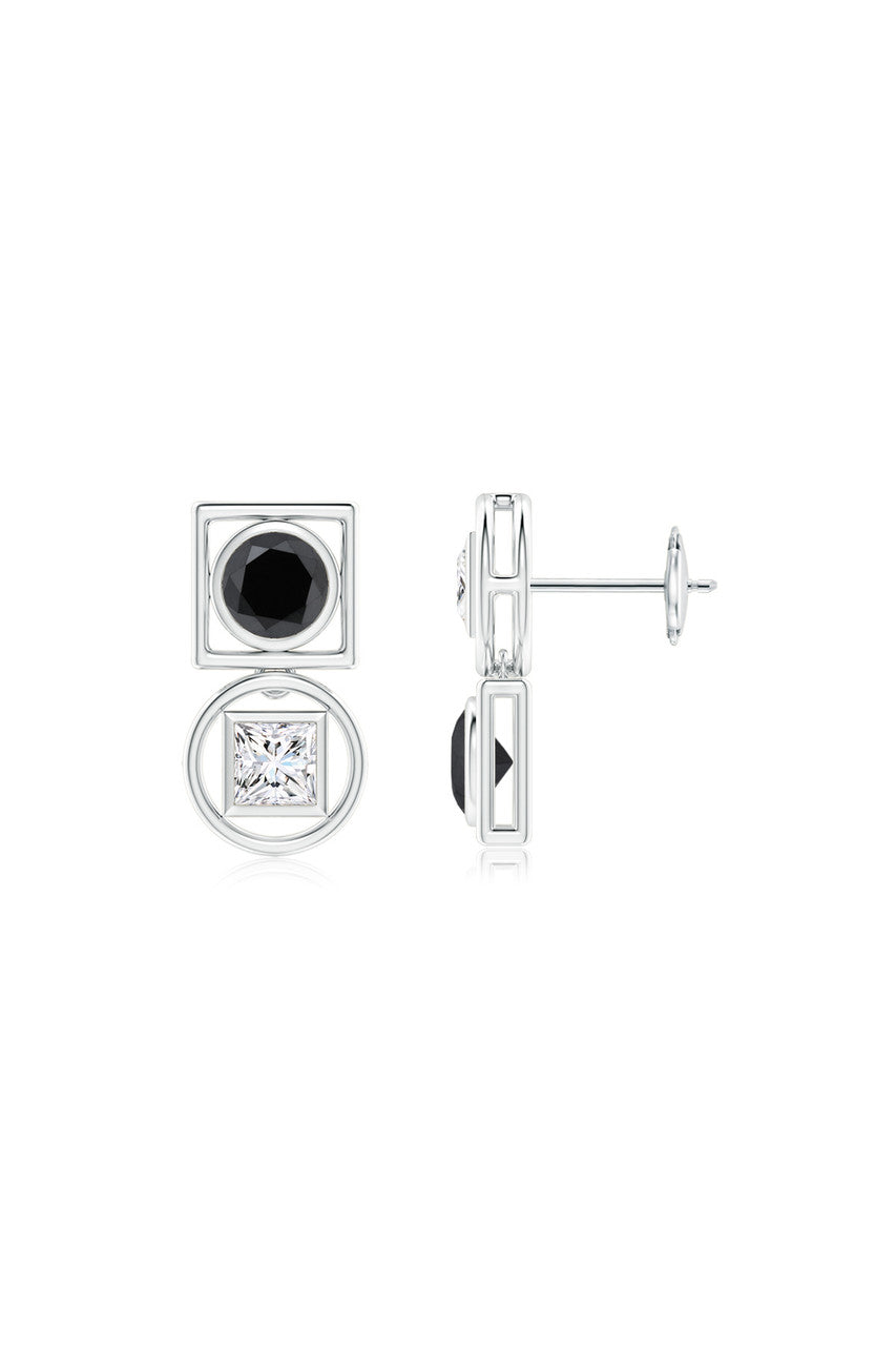 Buy Infinity 14K Gold with Black & White Diamond Two Stone Studs in 14K White Gold Online 14K White Gold