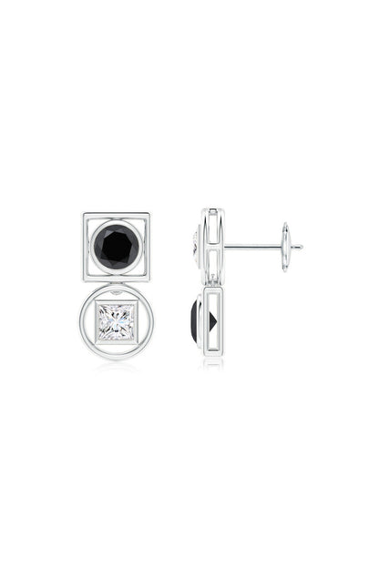 Buy Infinity 14K Gold with Black & White Diamond Two Stone Studs in 14K White Gold Online 14K White Gold