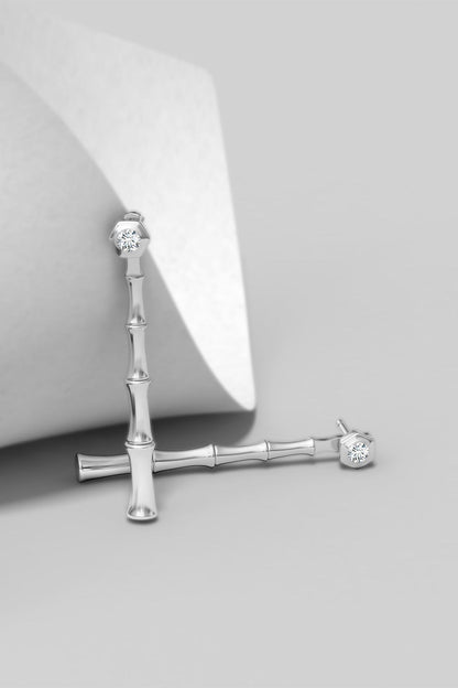 Buy Indochine Bamboo 14k Diamond Multi-Wear Linear Earrings in 14K White Gold Online 14K White Gold