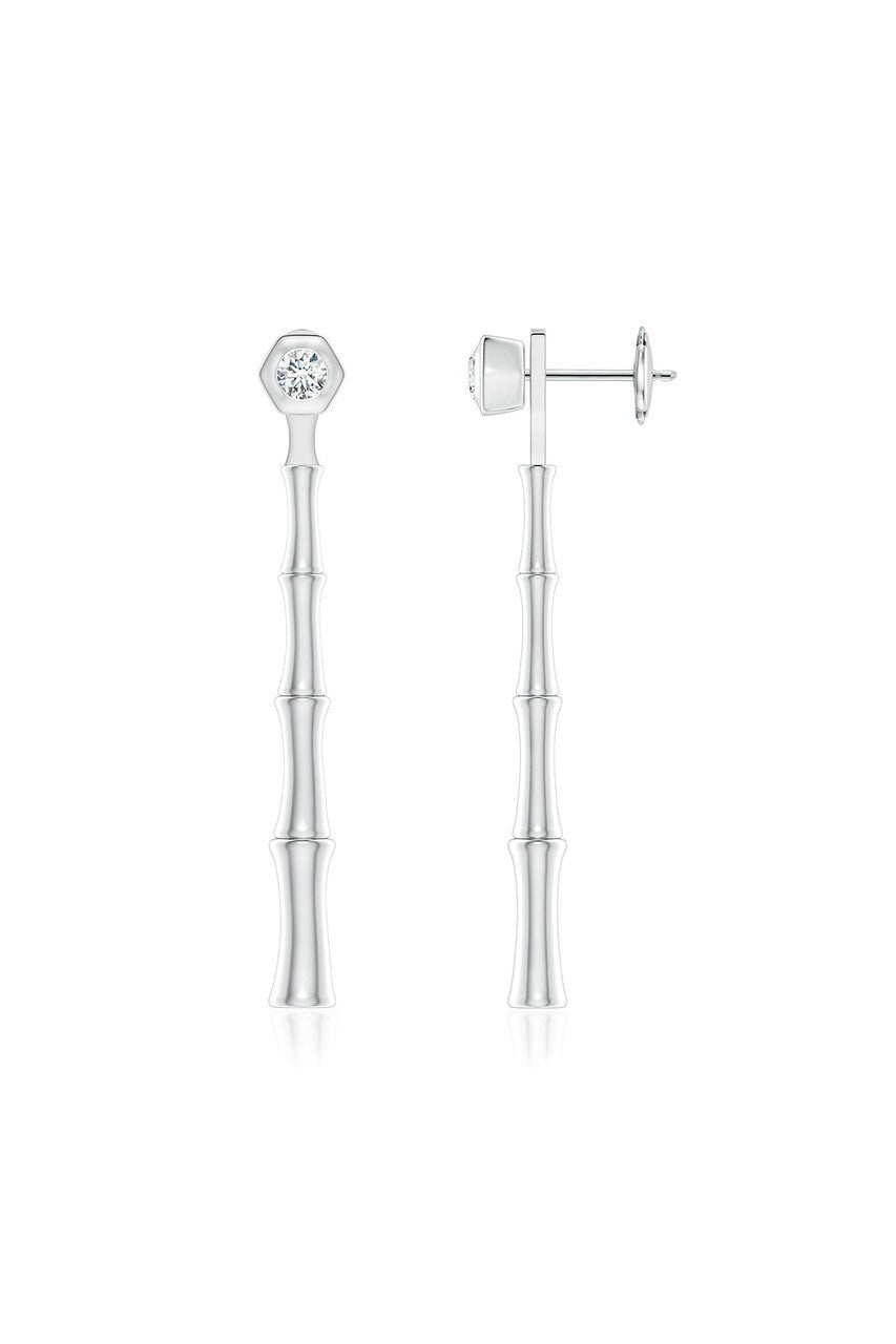 Buy Indochine Bamboo 14k Diamond Multi-Wear Linear Earrings in 14K White Gold Online 14K White Gold