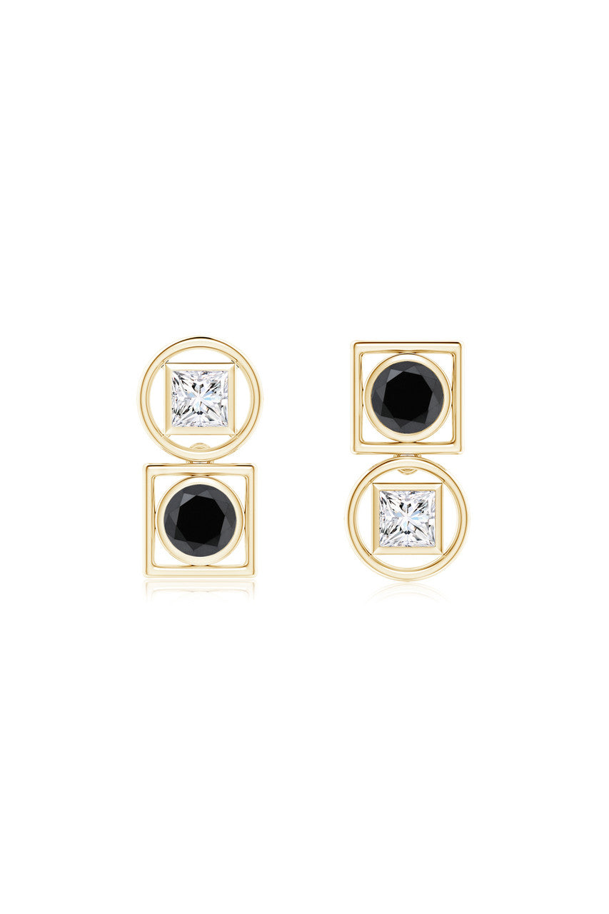 Buy Infinity 14K Gold with Black & White Diamond Two Stone Studs in 14K Yellow Gold Online 14K Yellow Gold