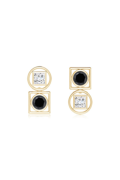 Buy Infinity 14K Gold with Black & White Diamond Two Stone Studs in 14K Yellow Gold Online 14K Yellow Gold