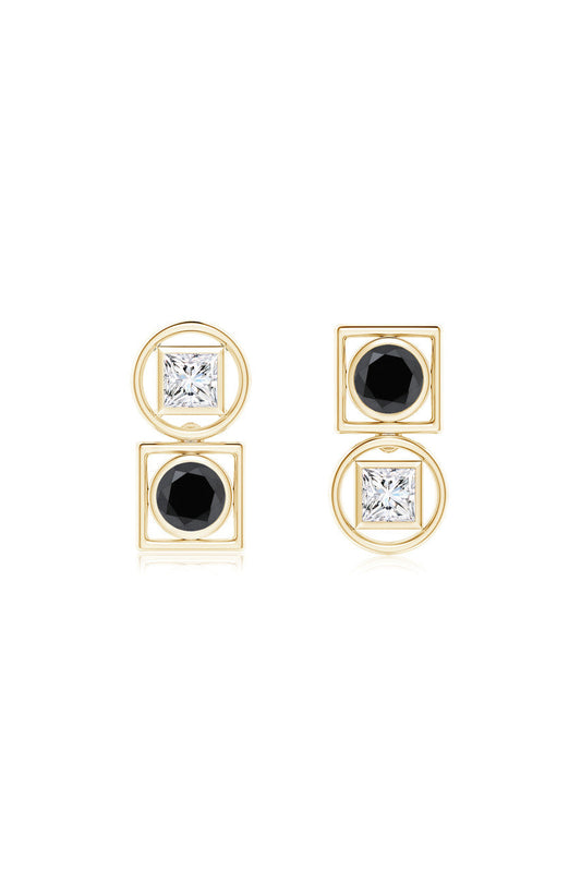 Buy Infinity 14K Gold with Black & White Diamond Two Stone Studs in 14K Yellow Gold Online 14K Yellow Gold