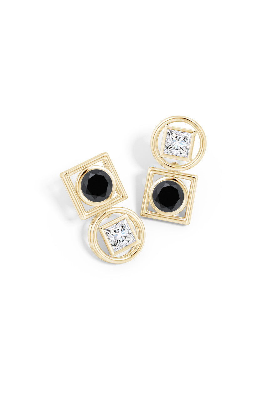 Buy Infinity 14K Gold with Black & White Diamond Two Stone Studs in 14K Yellow Gold Online 14K Yellow Gold