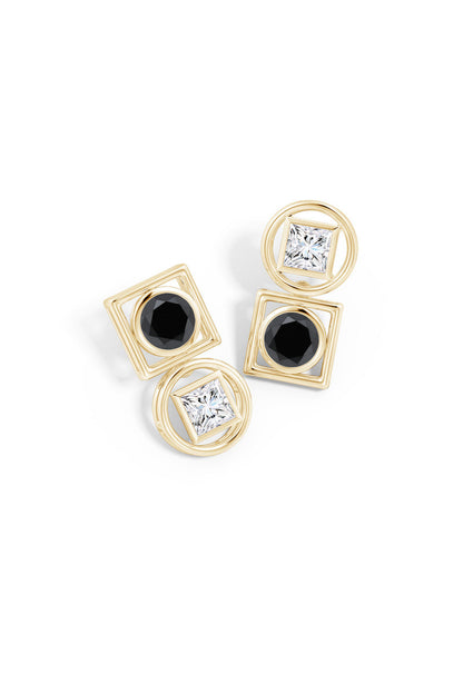 Buy Infinity 14K Gold with Black & White Diamond Two Stone Studs in 14K Yellow Gold Online 14K Yellow Gold