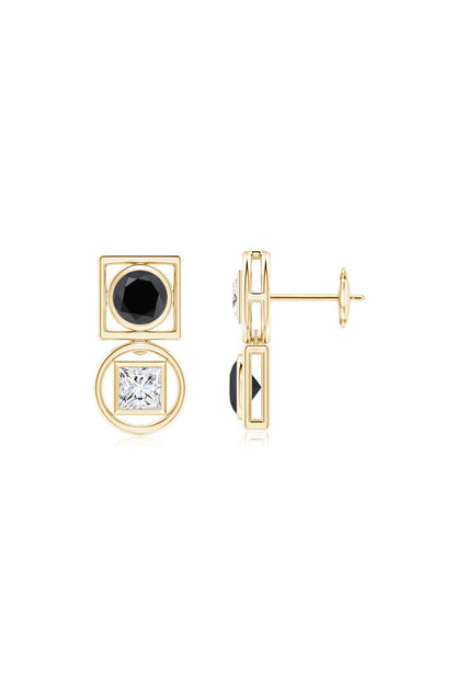 Buy Infinity 14K Gold with Black & White Diamond Two Stone Studs in 14K Yellow Gold Online 14K Yellow Gold