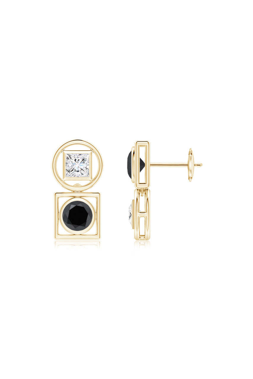 Buy Infinity 14K Gold with Black & White Diamond Two Stone Studs in 14K Yellow Gold Online 14K Yellow Gold