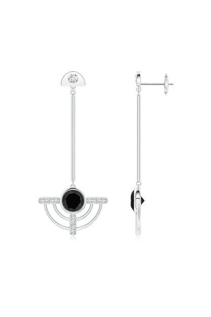 Buy Infinity Half Concentric 14K Gold and Black Onyx Dangle Earrings in 14K White Gold Online 14K White Gold
