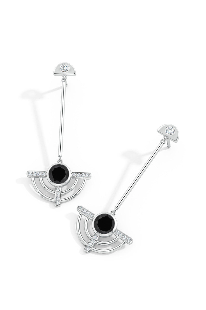 Buy Infinity Half Concentric 14K Gold and Black Onyx Dangle Earrings in 14K White Gold Online 14K White Gold