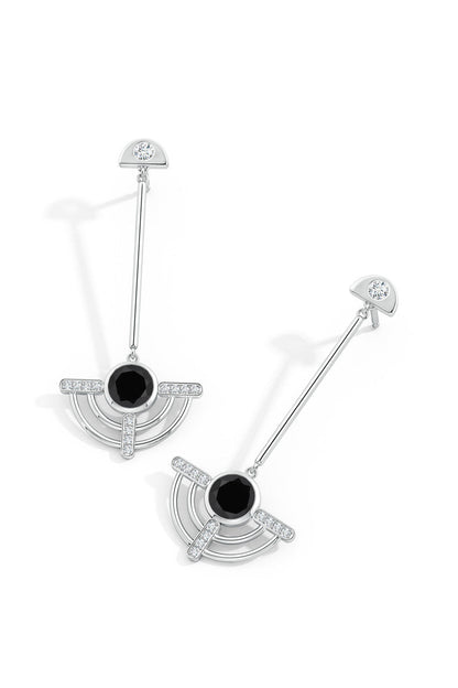 Buy Infinity Half Concentric 14K Gold and Black Onyx Dangle Earrings in 14K White Gold Online 14K White Gold