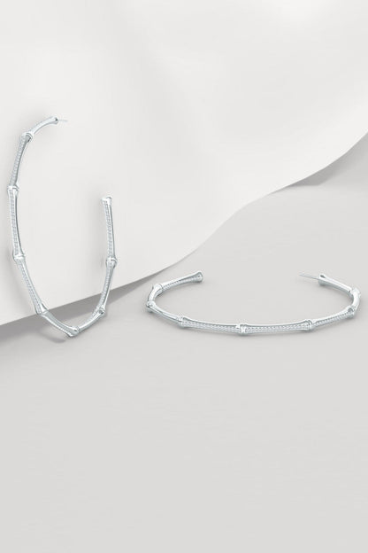 Buy Indochine 14k Pave Diamond 2.75 Inch Bamboo Hoops in 14K White Gold Online 14K White Gold