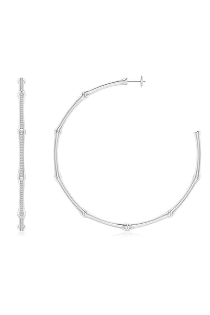 Buy Indochine 14k Pave Diamond 2.75 Inch Bamboo Hoops in 14K White Gold Online 14K White Gold