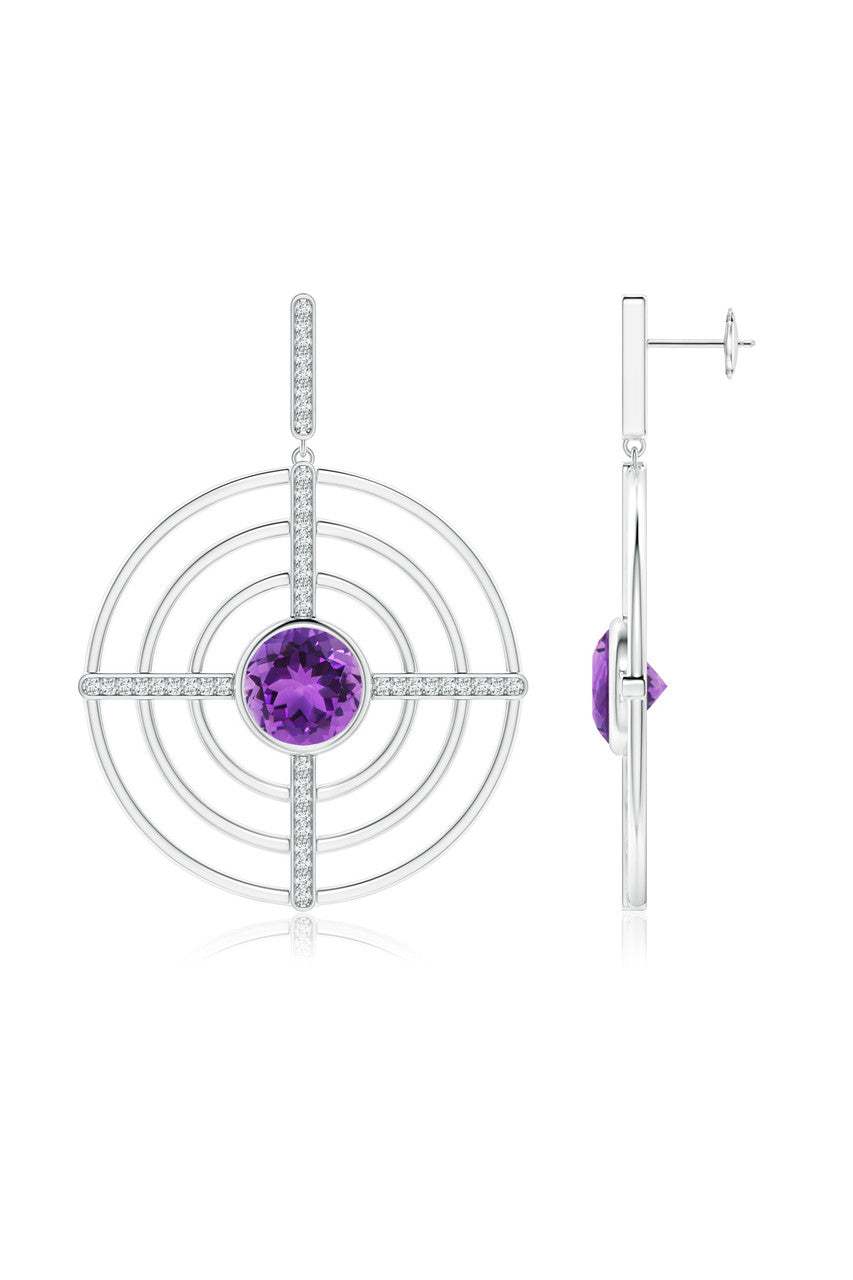 Buy Infinity Concentric Circle 14K Gold and Amethyst Earrings in 14K White Gold Online 14K White Gold