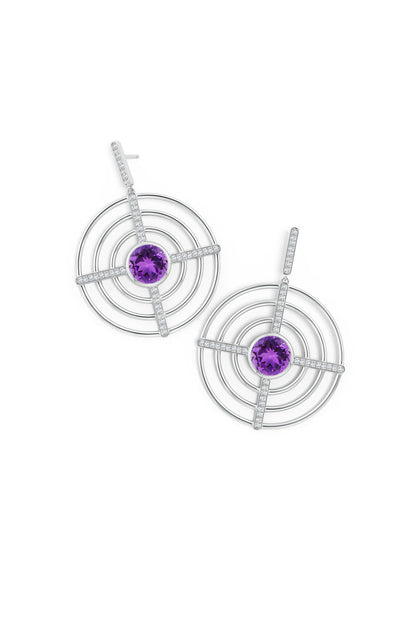 Buy Infinity Concentric Circle 14K Gold and Amethyst Earrings in 14K White Gold Online 14K White Gold