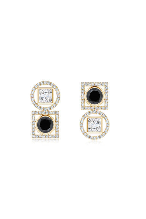 Buy Infinity 14K Gold with Black & White Diamond Two Stone Earrings in 14K Yellow Gold Online 14K Yellow Gold