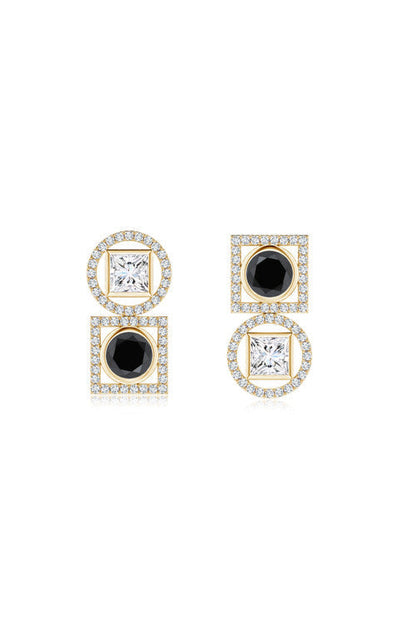 Buy Infinity 14K Gold with Black & White Diamond Two Stone Earrings in 14K Yellow Gold Online 14K Yellow Gold