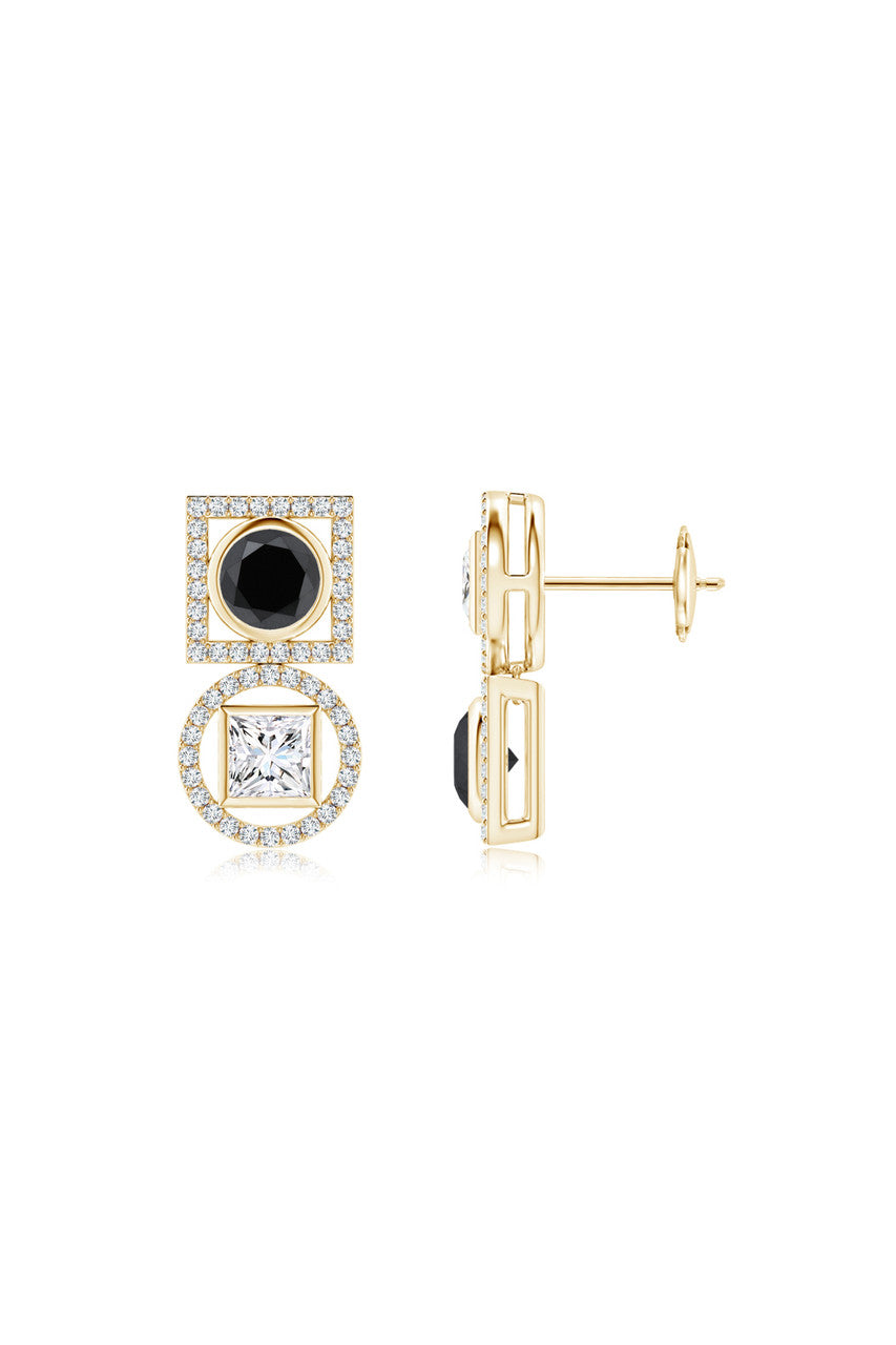 Buy Infinity 14K Gold with Black & White Diamond Two Stone Earrings in 14K Yellow Gold Online 14K Yellow Gold
