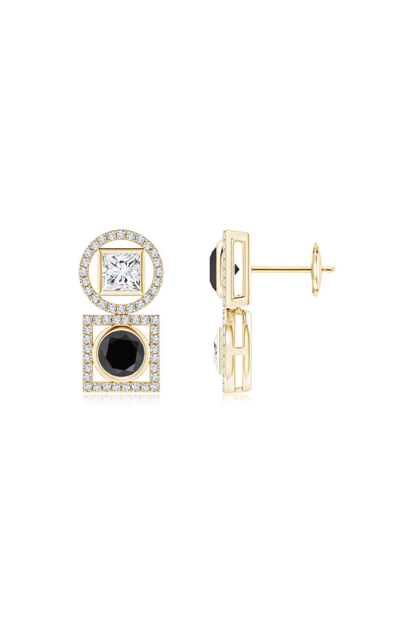 Buy Infinity 14K Gold with Black & White Diamond Two Stone Earrings in 14K Yellow Gold Online 14K Yellow Gold
