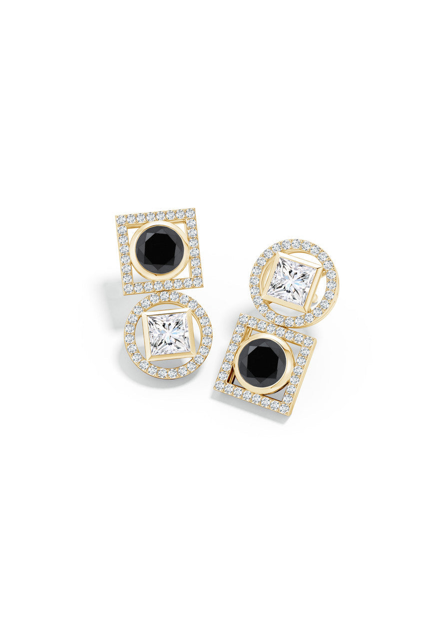 Buy Infinity 14K Gold with Black & White Diamond Two Stone Earrings in 14K Yellow Gold Online 14K Yellow Gold