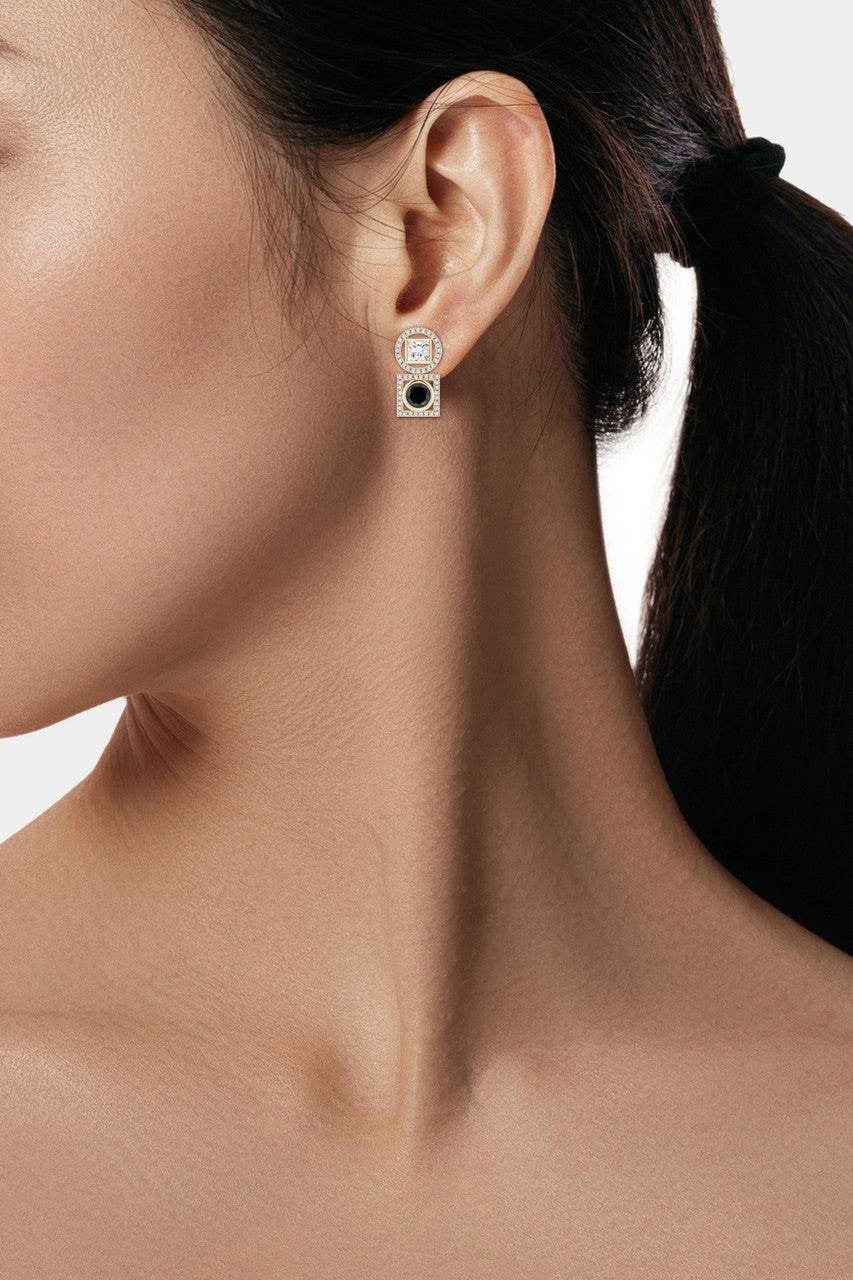 Buy Infinity 14K Gold with Black & White Diamond Two Stone Earrings in 14K Yellow Gold Online 14K Yellow Gold