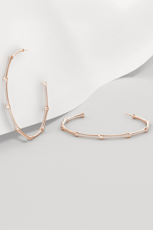 Buy Indochine 14k Pave Diamond 2.75 Inch Bamboo Hoops in 14K Rose Gold Online 14K Rose Gold