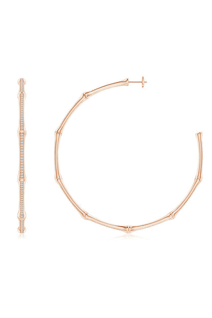 Buy Indochine 14k Pave Diamond 2.75 Inch Bamboo Hoops in 14K Rose Gold Online 14K Rose Gold