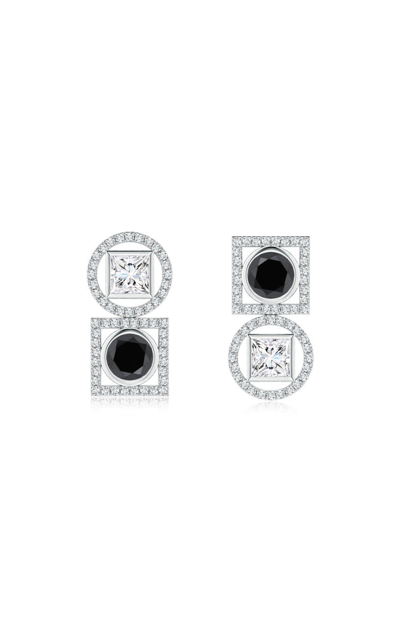 Buy Infinity 14K Gold with Black & White Diamond Two Stone Earrings in 14K White Gold Online 14K White Gold
