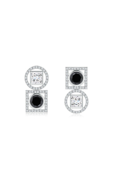 Buy Infinity 14K Gold with Black & White Diamond Two Stone Earrings in 14K White Gold Online 14K White Gold