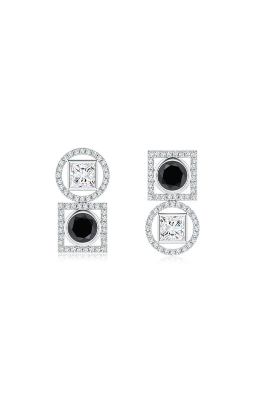 Buy Infinity 14K Gold with Black & White Diamond Two Stone Earrings in 14K White Gold Online 14K White Gold