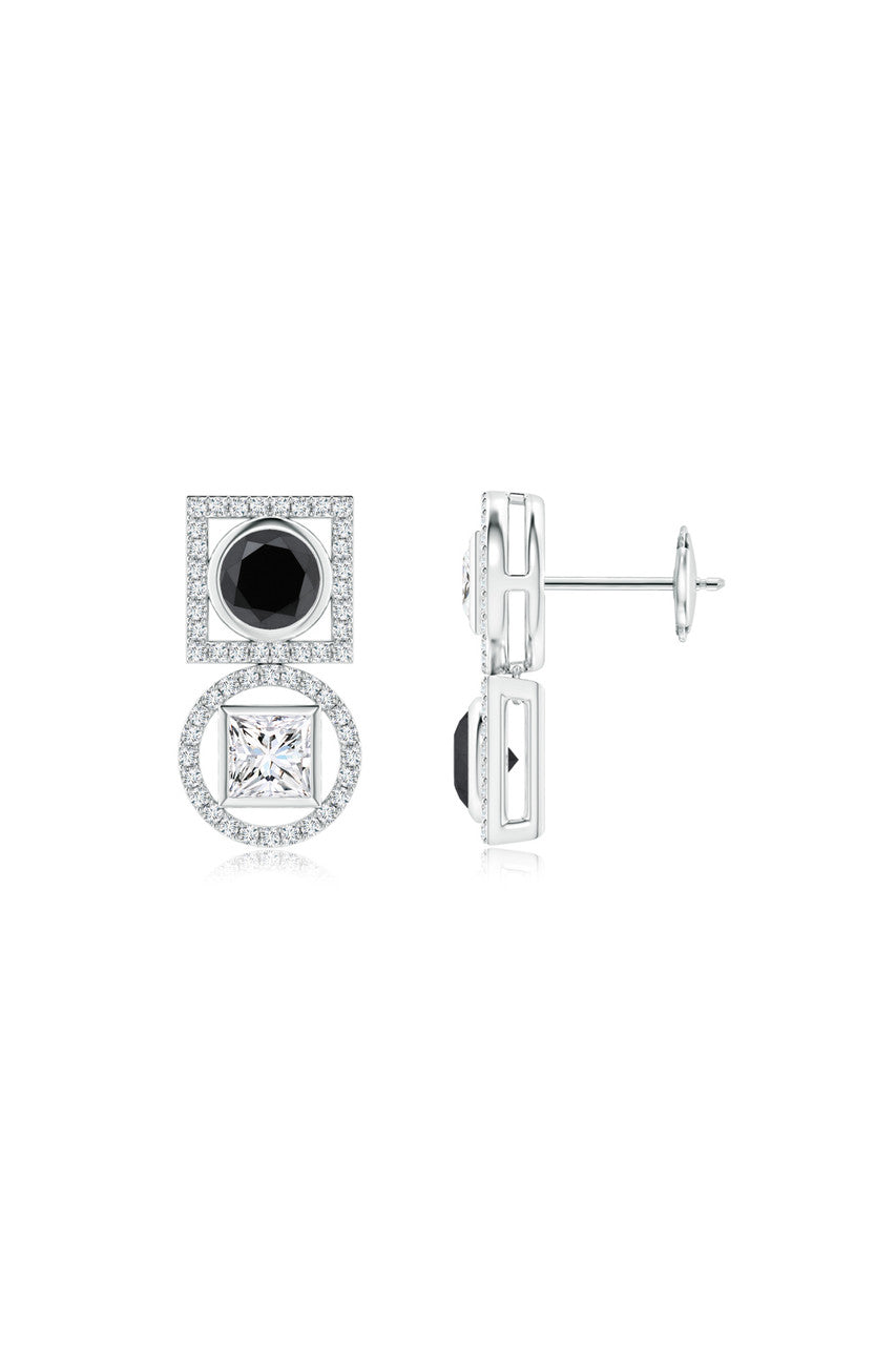Buy Infinity 14K Gold with Black & White Diamond Two Stone Earrings in 14K White Gold Online 14K White Gold