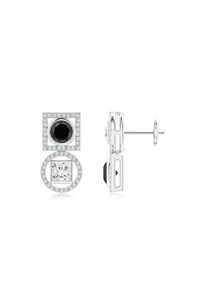 Buy Infinity 14K Gold with Black & White Diamond Two Stone Earrings in 14K White Gold Online 14K White Gold