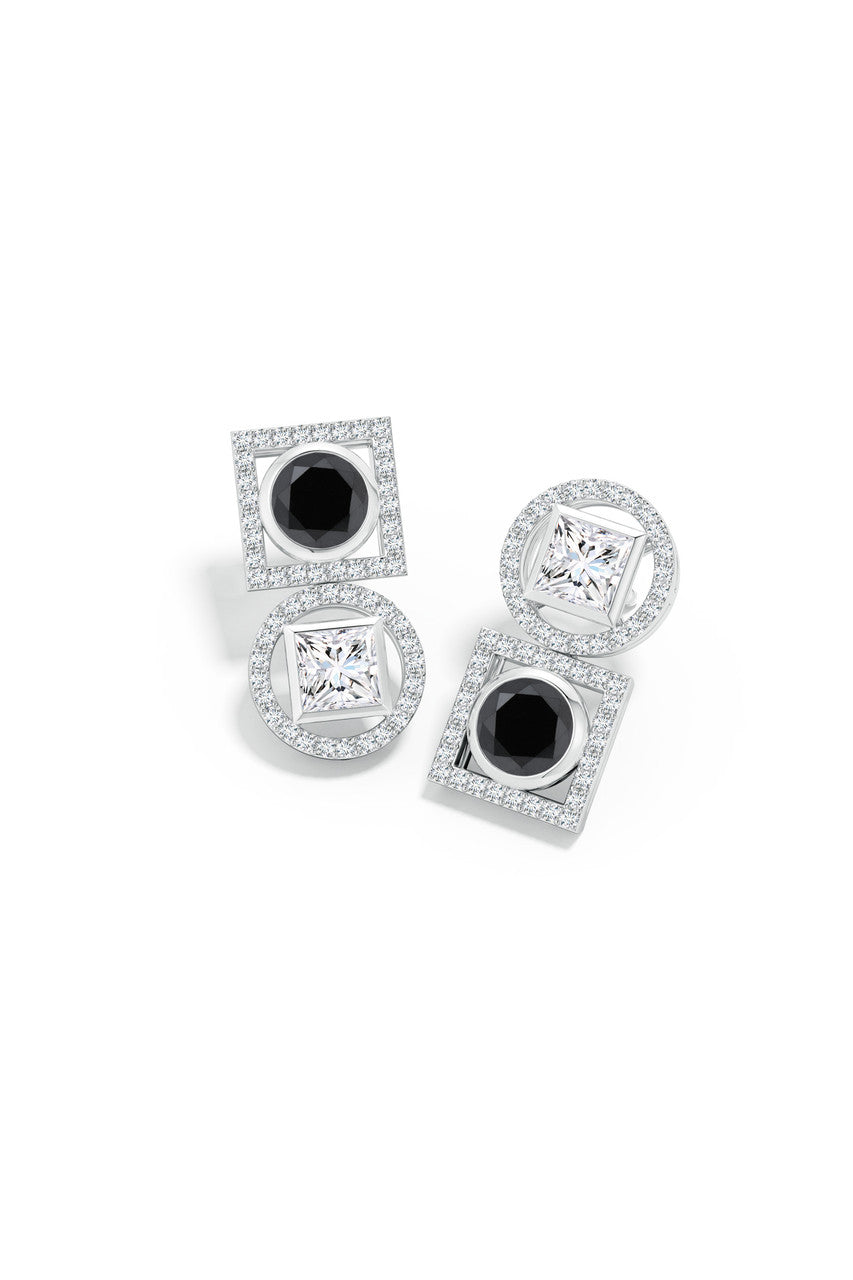 Buy Infinity 14K Gold with Black & White Diamond Two Stone Earrings in 14K White Gold Online 14K White Gold