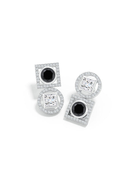 Buy Infinity 14K Gold with Black & White Diamond Two Stone Earrings in 14K White Gold Online 14K White Gold