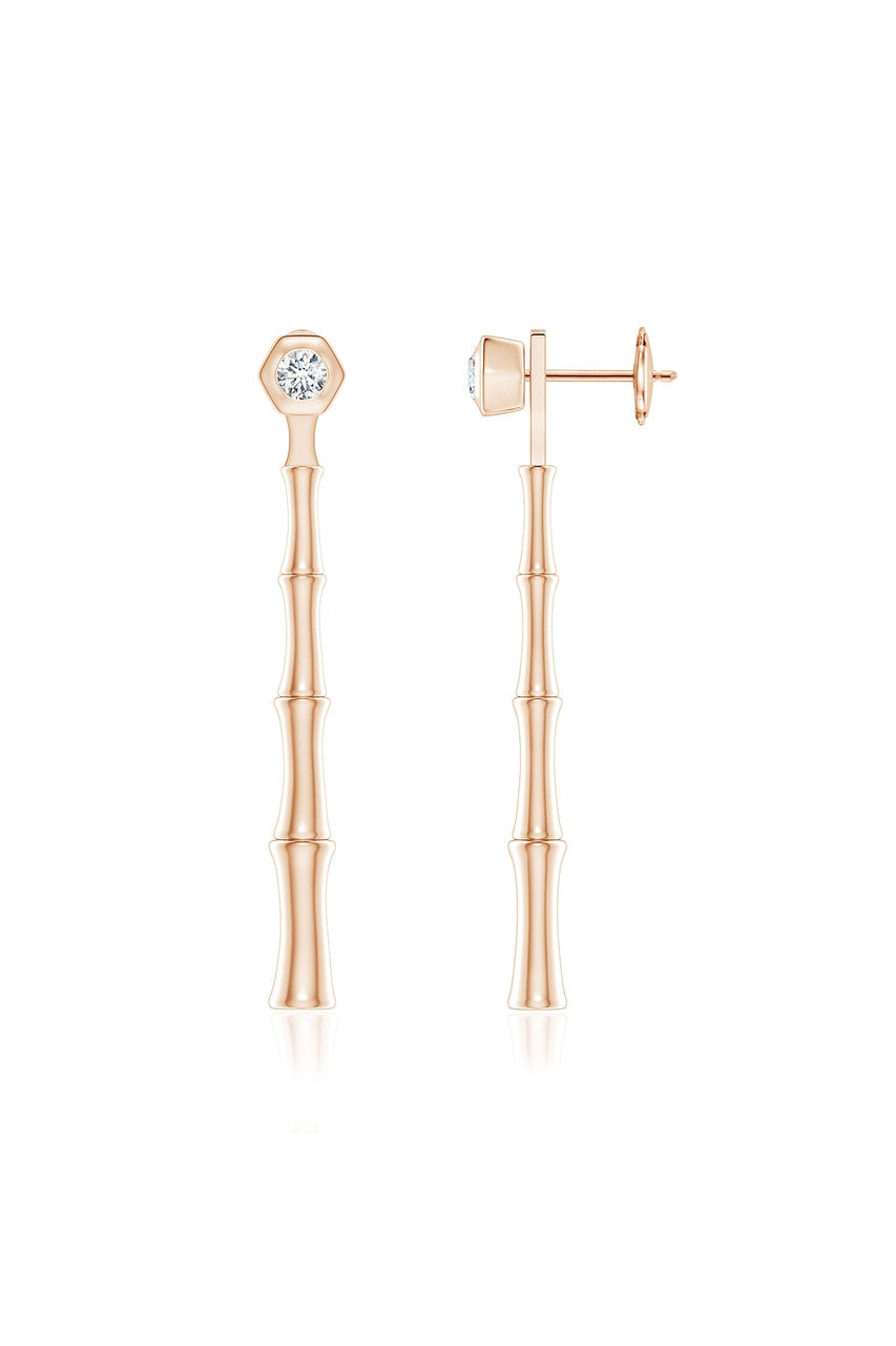 Buy Indochine Bamboo 14k Diamond Multi-Wear Linear Earrings in 14K Rose Gold Online 14K Rose Gold