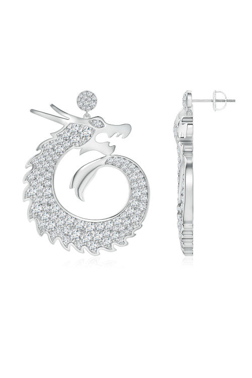 Buy Dragon Lab-Grown Diamond Silver Drop Earrings in 925 Silver Online 925 Silver