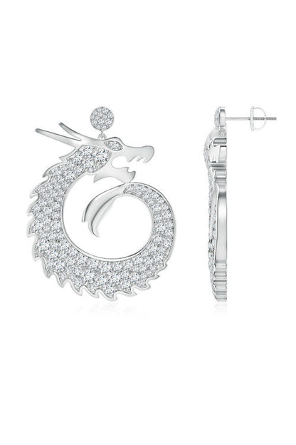 Buy Dragon Lab-Grown Diamond Silver Drop Earrings in 925 Silver Online 925 Silver