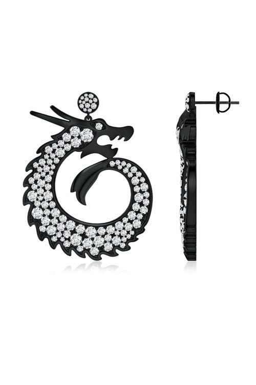 Buy Dragon Lab-Grown Diamond Silver Drop Earrings in Midnight Silver Online Midnight Silver