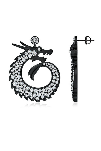 Buy Dragon Lab-Grown Diamond Silver Drop Earrings in Midnight Silver Online Midnight Silver