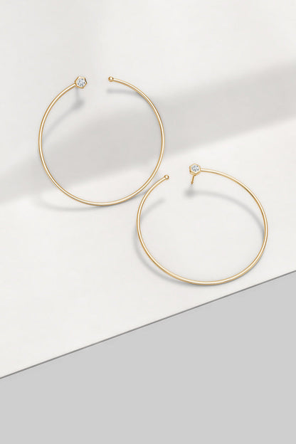 Buy Indochine 14k Giant Diamond Side-Facing Open Hoop Earrings in 14K Yellow Gold Online 14K Yellow Gold