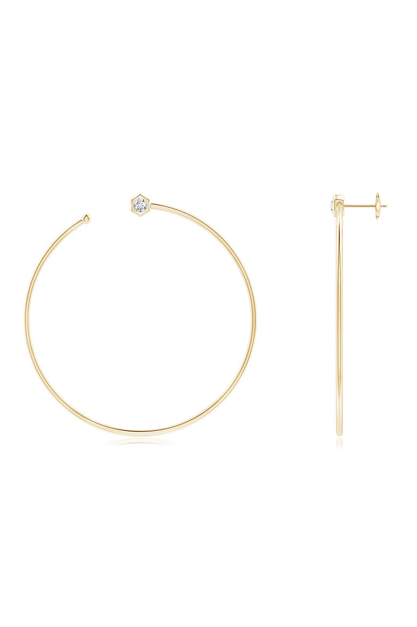 Buy Indochine 14k Giant Diamond Side-Facing Open Hoop Earrings in 14K Yellow Gold Online 14K Yellow Gold