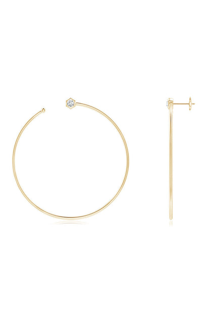 Buy Indochine 14k Giant Diamond Side-Facing Open Hoop Earrings in 14K Yellow Gold Online 14K Yellow Gold
