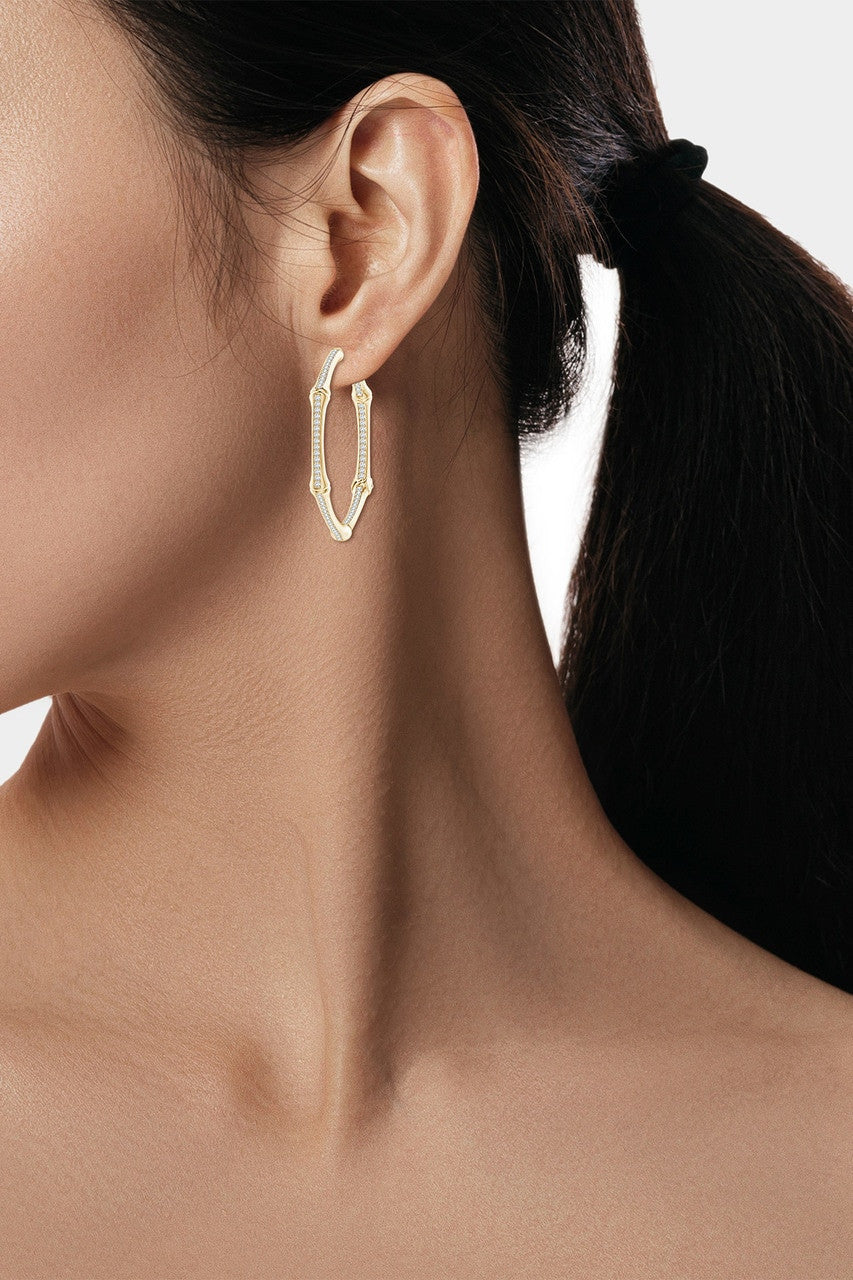 Buy Indochine 14k Small Pave Diamond Full Circle Hoops in 14K Yellow Gold Online 14K Yellow Gold