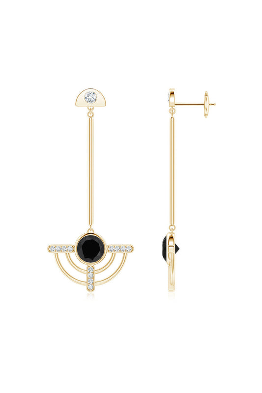 Buy Infinity Half Concentric 14K Gold and Black Onyx Dangle Earrings in 14K Yellow Gold Online 14K Yellow Gold